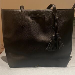 Kate Spade Zip-top Black Tote with Tassel and Bow